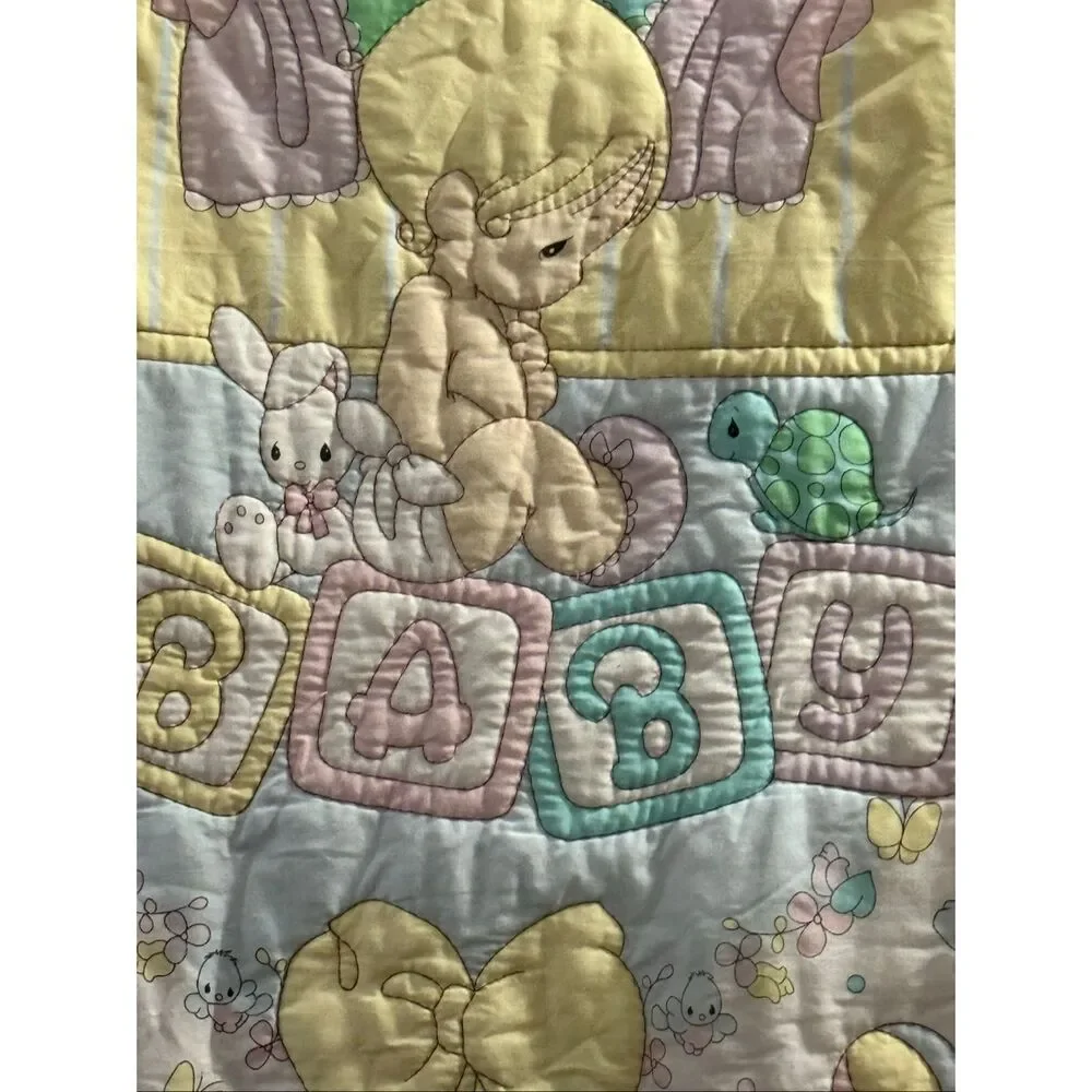 Vintage Precious Moments Crib Quilt 35x43 